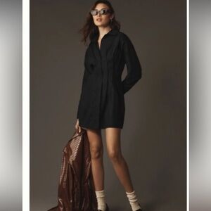 Pilcro, Anthropologie, pintuck mini shirt dress, size large petite